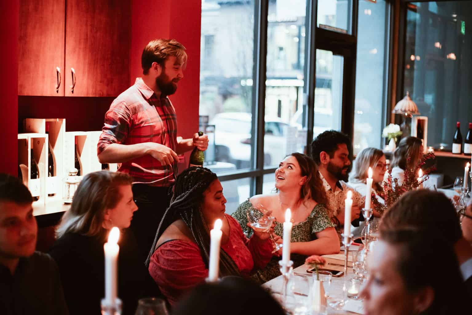 Alex Fullerton leads a wine dinner at the Fullerton Wine Bar and Tasting Room in Portland