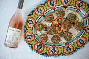Stuffed mushrooms served with Three Otters Rosé